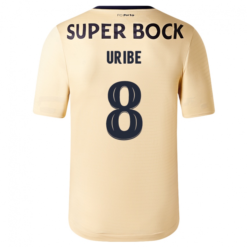 Criança Camisola Mateus Uribe #8 Bege-Dourado Alternativa 2023/24 Camisa