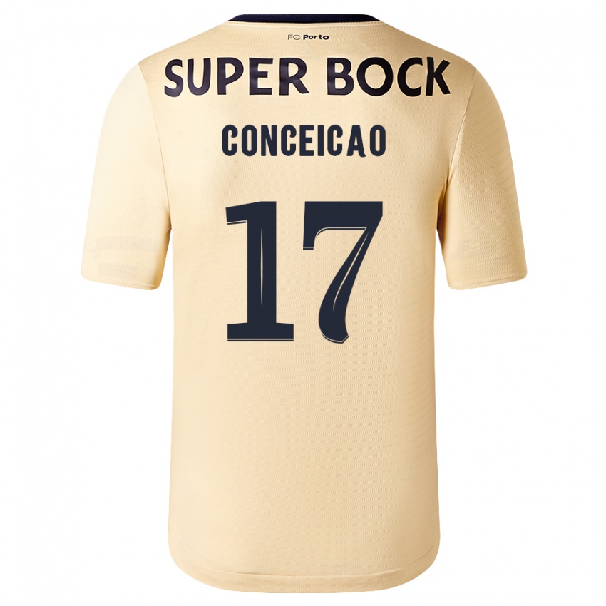 Criança Camisola Rodrigo Conceicao #17 Bege-Dourado Alternativa 2023/24 Camisa
