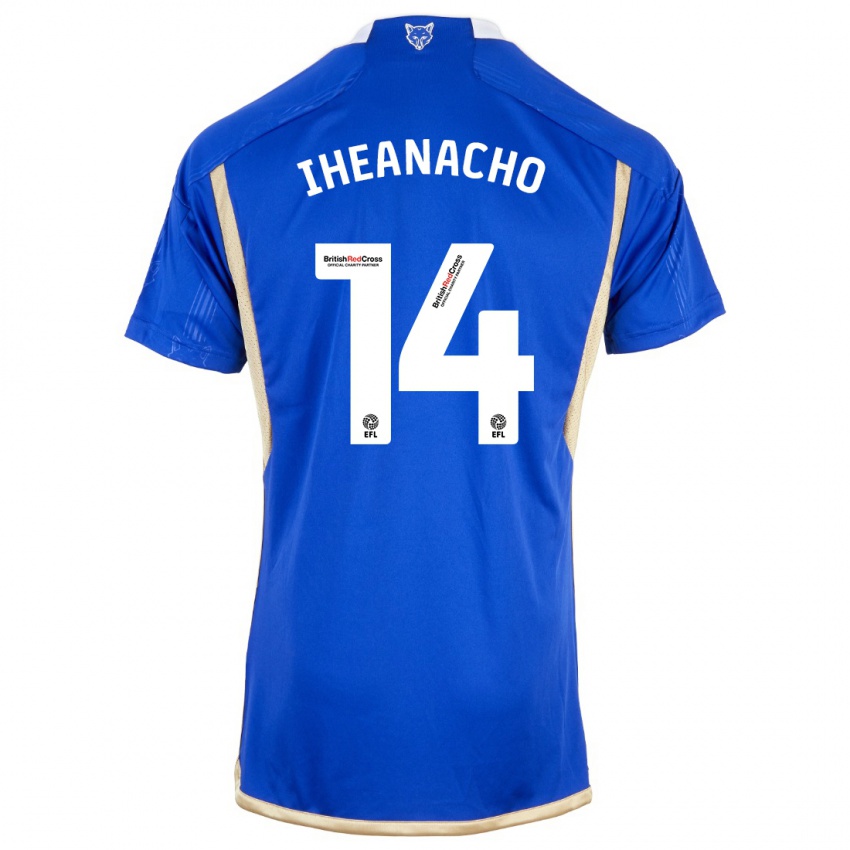 Homem Camisola Kelechi Iheanacho #14 Azul Real Principal 2023/24 Camisa
