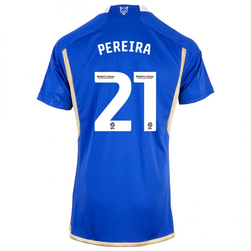 Homem Camisola Ricardo Pereira #21 Azul Real Principal 2023/24 Camisa