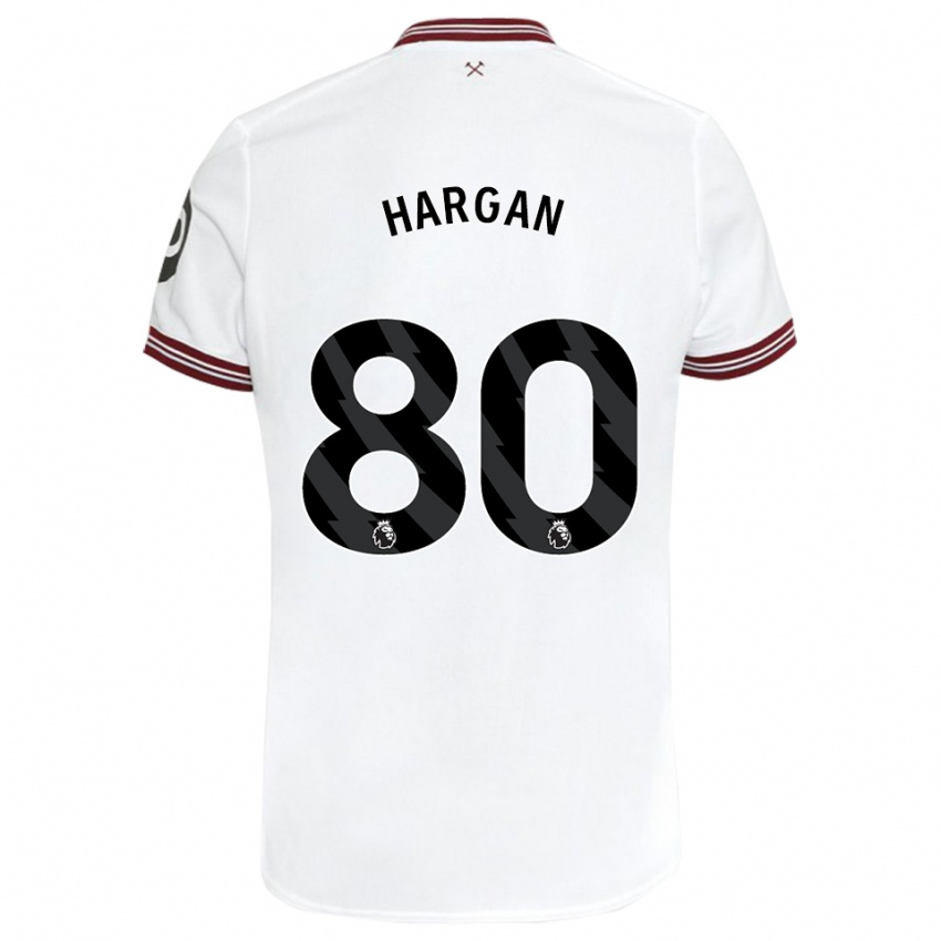 Homem Camisola Riley Hargan #80 Branco Alternativa 2023/24 Camisa