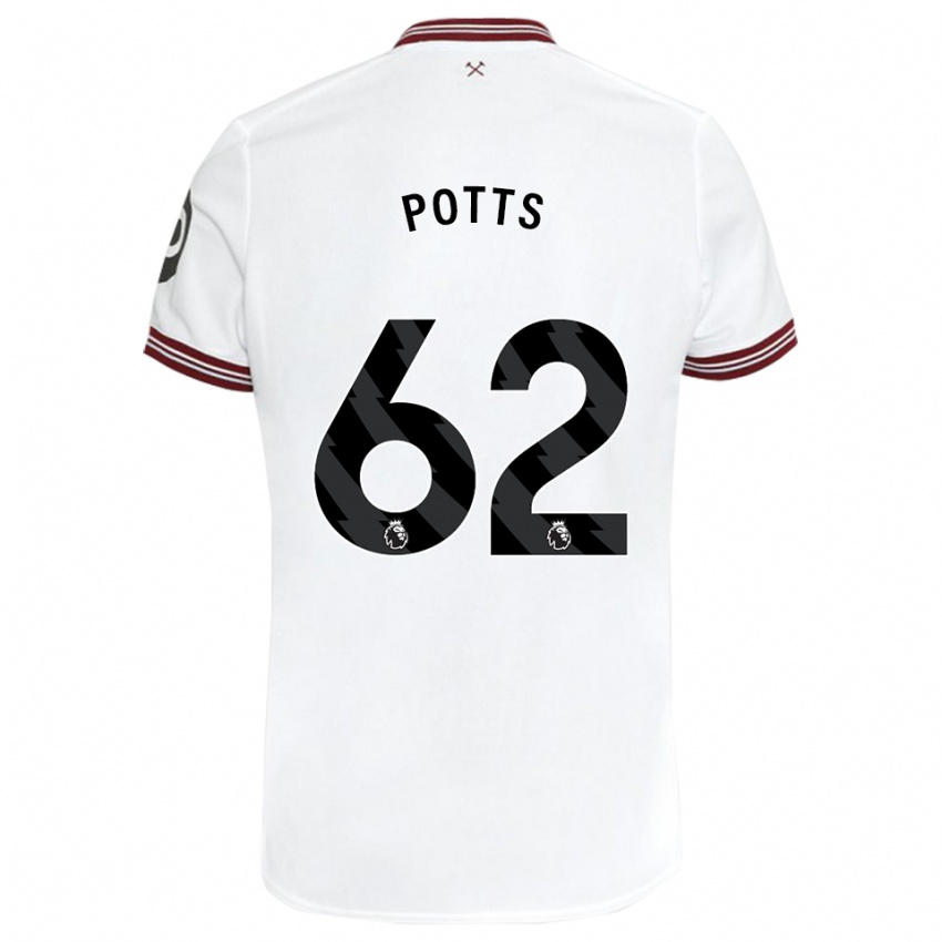 Homem Camisola Freddie Potts #62 Branco Alternativa 2023/24 Camisa