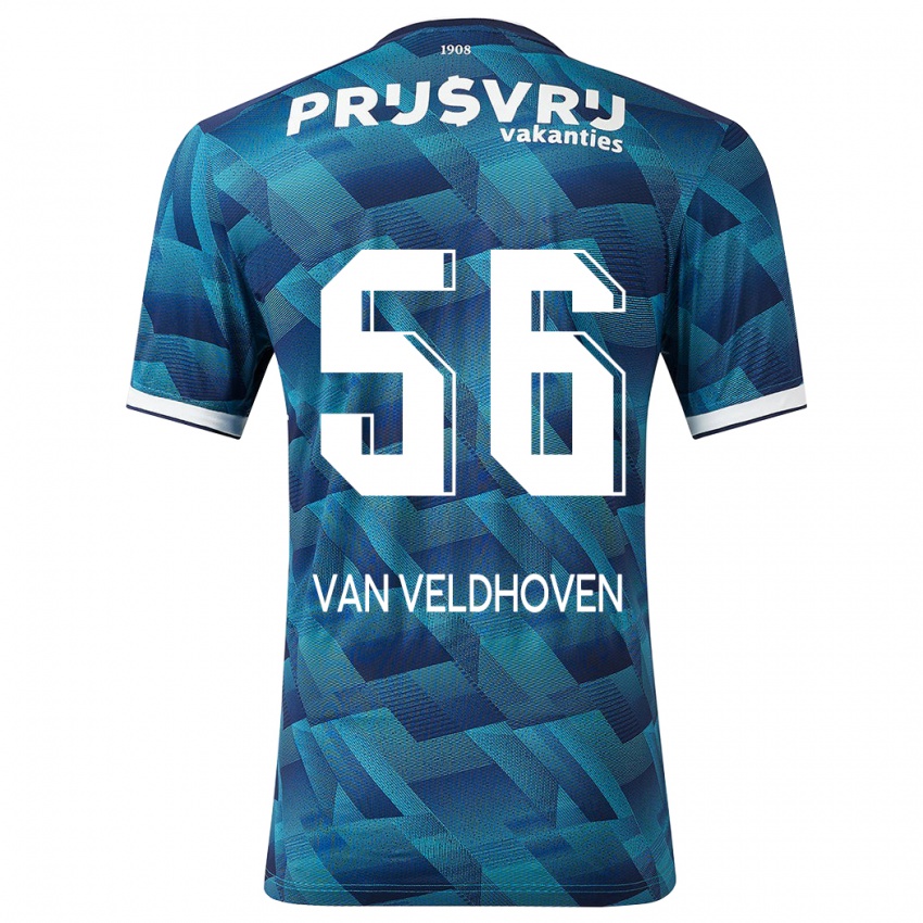 Homem Camisola Kars Van Veldhoven #56 Azul Alternativa 2023/24 Camisa