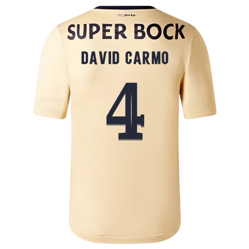 Homem Camisola David Carmo #4 Bege-Dourado Alternativa 2023/24 Camisa