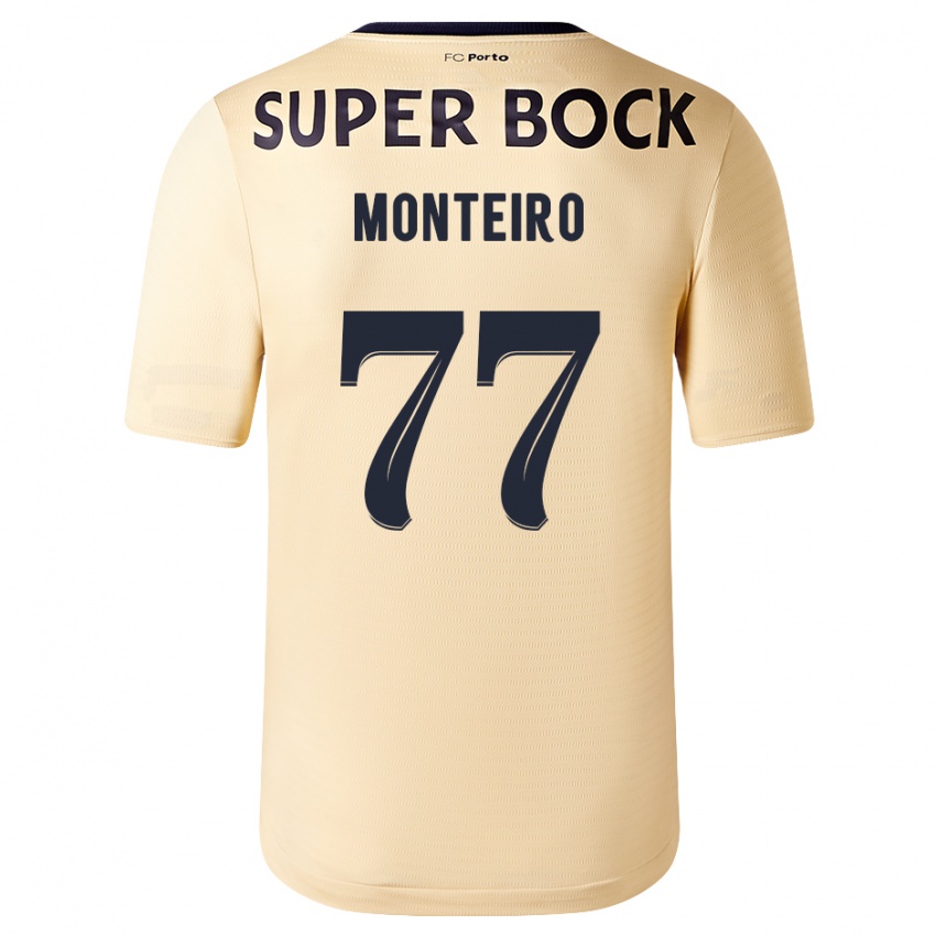 Homem Camisola Rui Monteiro #77 Bege-Dourado Alternativa 2023/24 Camisa