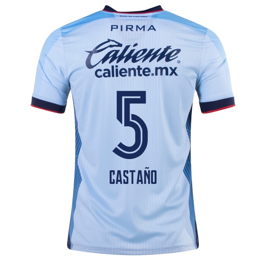 Homem Camisola Kevin Castaño #5 Céu Azul Alternativa 2023/24 Camisa