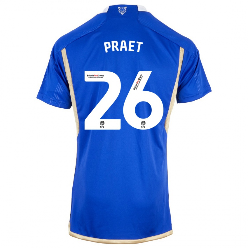 Mulher Camisola Dennis Praet #26 Azul Real Principal 2023/24 Camisa