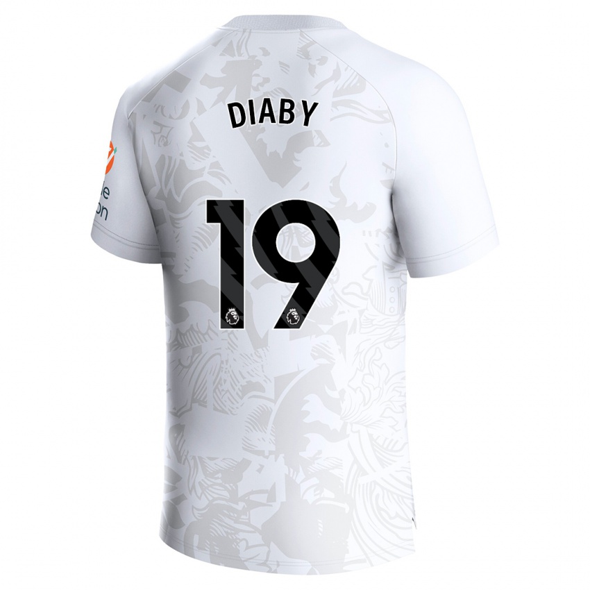 Mulher Camisola Moussa Diaby #19 Branco Alternativa 2023/24 Camisa