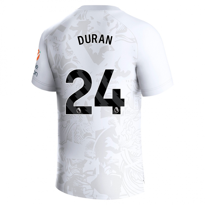 Mulher Camisola Jhon Durán #24 Branco Alternativa 2023/24 Camisa
