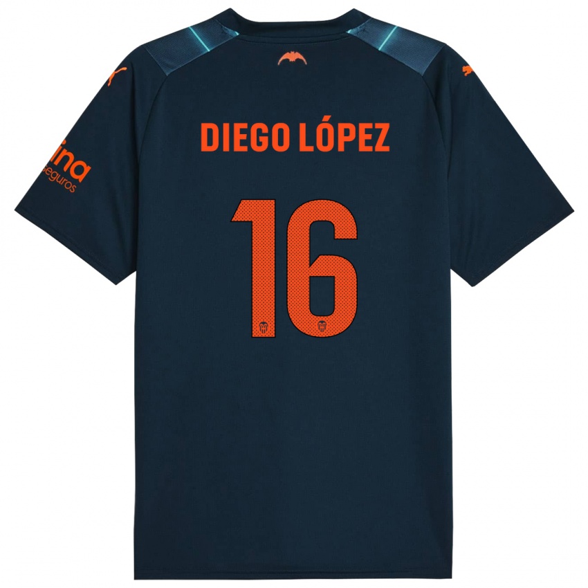 Mulher Camisola Diego Lopez #16 Azul Marinho Alternativa 2023/24 Camisa
