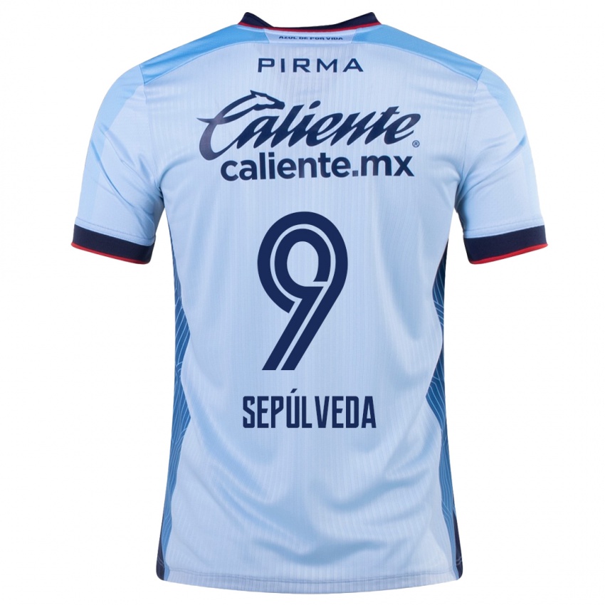 Mulher Camisola Ángel Sepúlveda #9 Céu Azul Alternativa 2023/24 Camisa