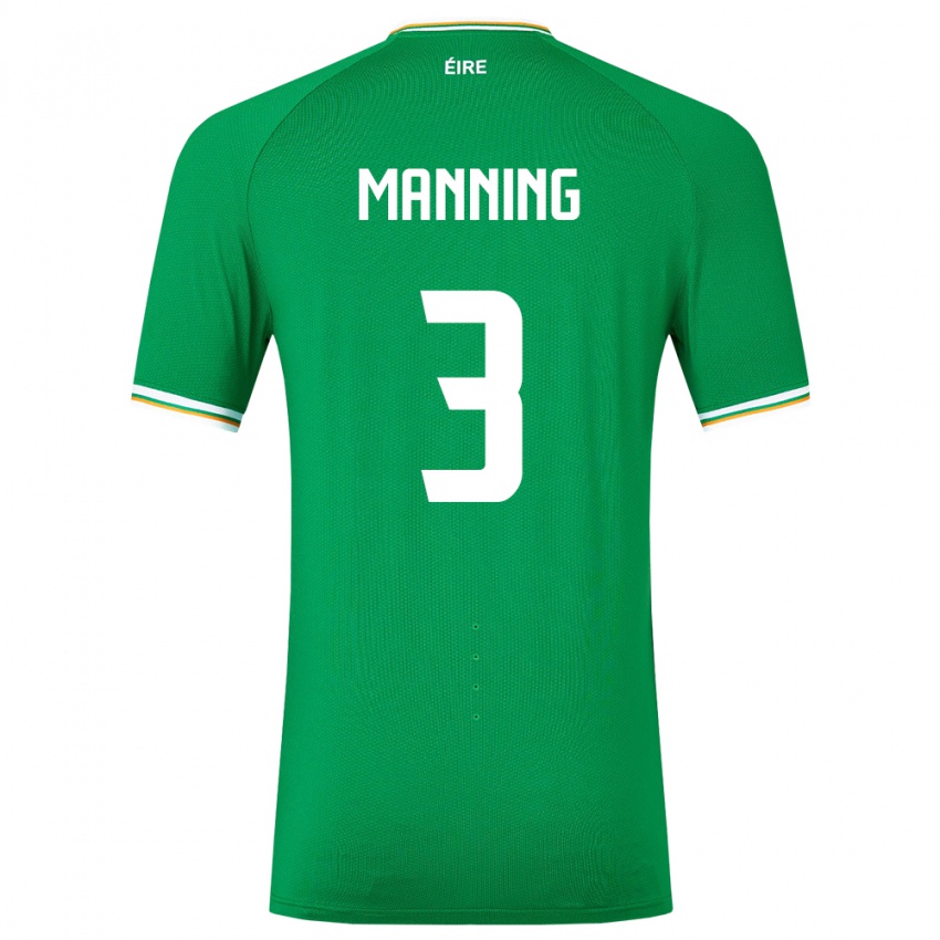 Criança Camisola Irlanda Ryan Manning #3 Verde Principal 24-26 Camisa