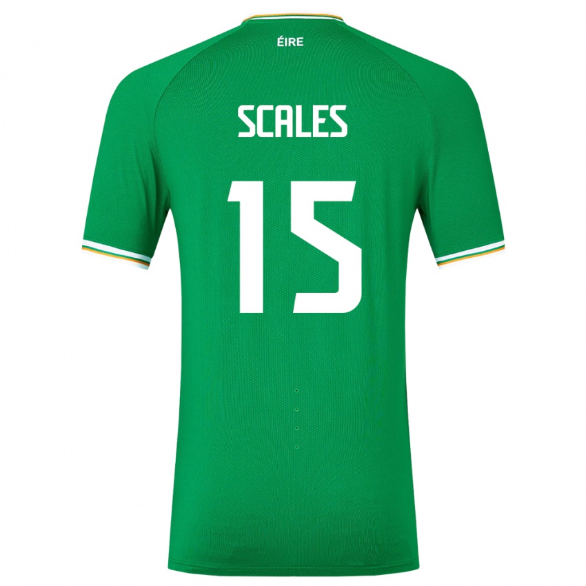Criança Camisola Irlanda Liam Scales #15 Verde Principal 24-26 Camisa