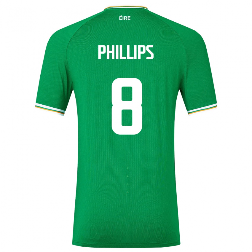 Criança Camisola Irlanda Killian Phillips #8 Verde Principal 24-26 Camisa