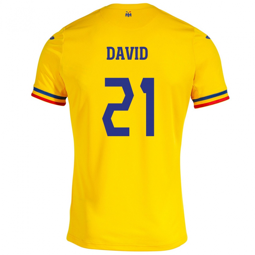 Mulher Camisola Romênia Gabriel David #21 Amarelo Principal 24-26 Camisa