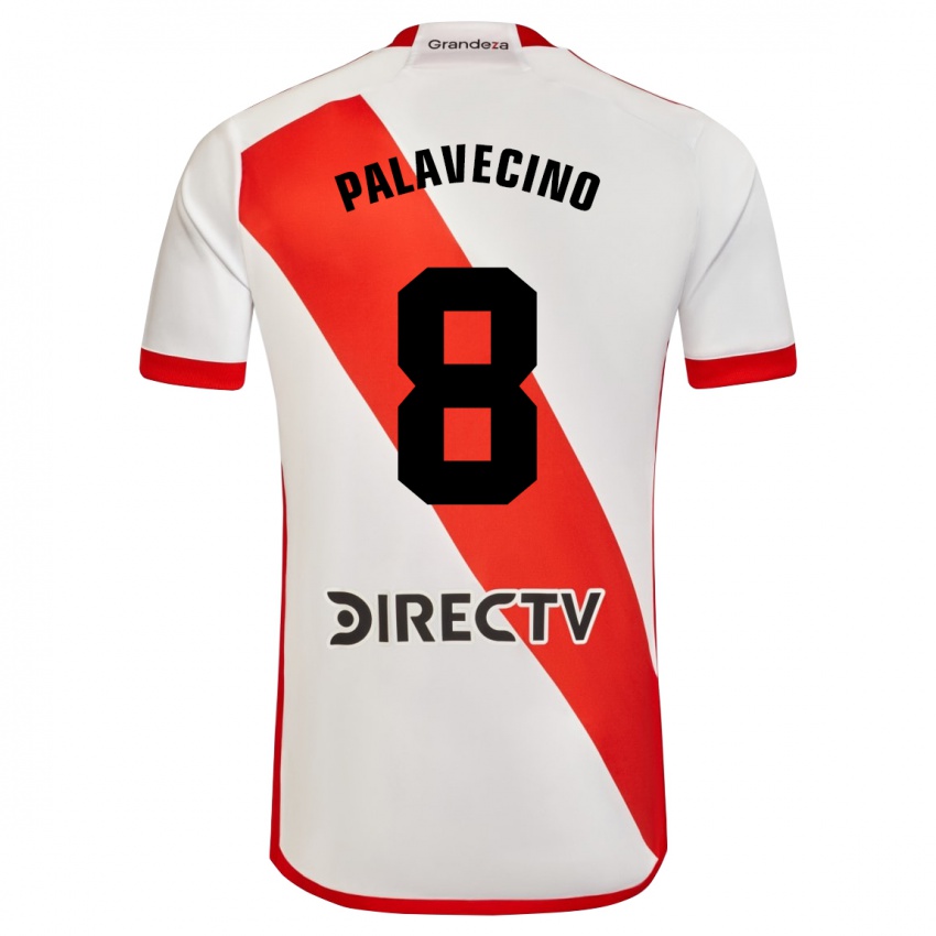 Criança Camisola Agustin Palavecino #8 Branco Vermelho Principal 2023/24 Camisa