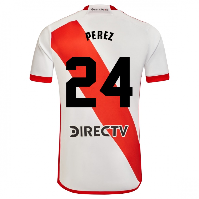 Criança Camisola Enzo Perez #24 Branco Vermelho Principal 2023/24 Camisa