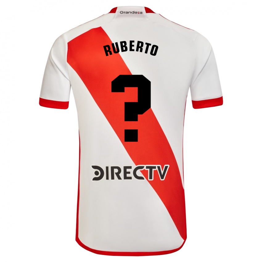 Criança Camisola Agustín Ruberto #0 Branco Vermelho Principal 2023/24 Camisa