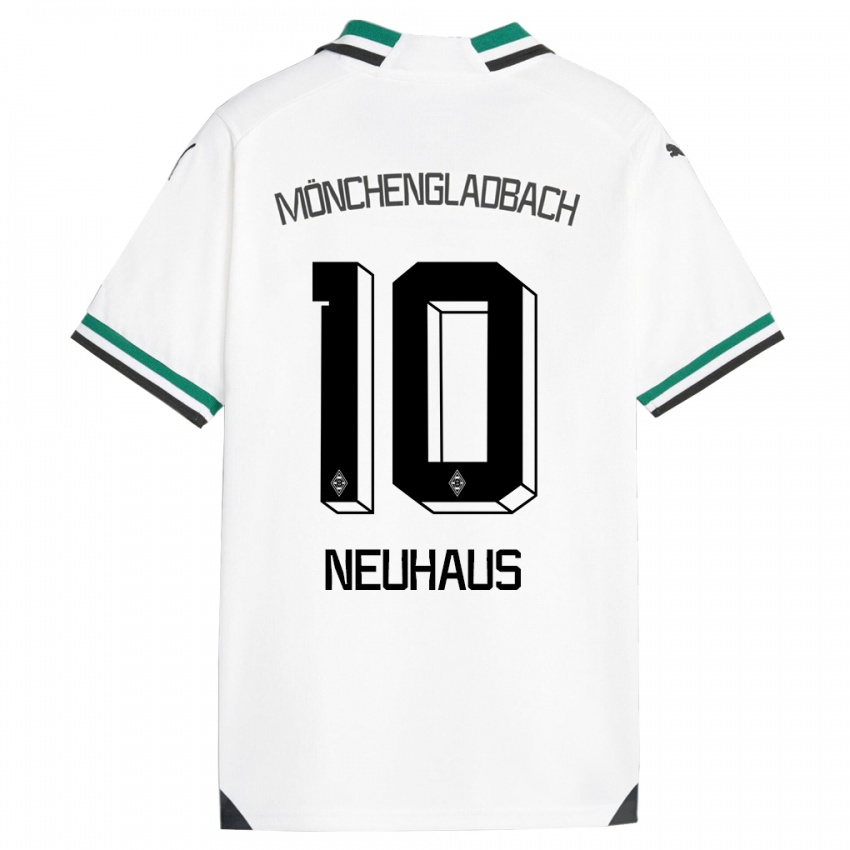 Criança Camisola Florian Neuhaus #10 Branco Verde Principal 2023/24 Camisa