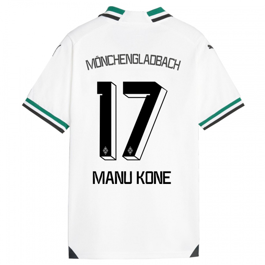 Criança Camisola Manu Koné #17 Branco Verde Principal 2023/24 Camisa