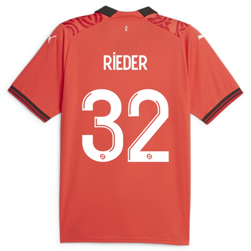 Criança Camisola Fabian Rieder #32 Vermelho Principal 2023/24 Camisa