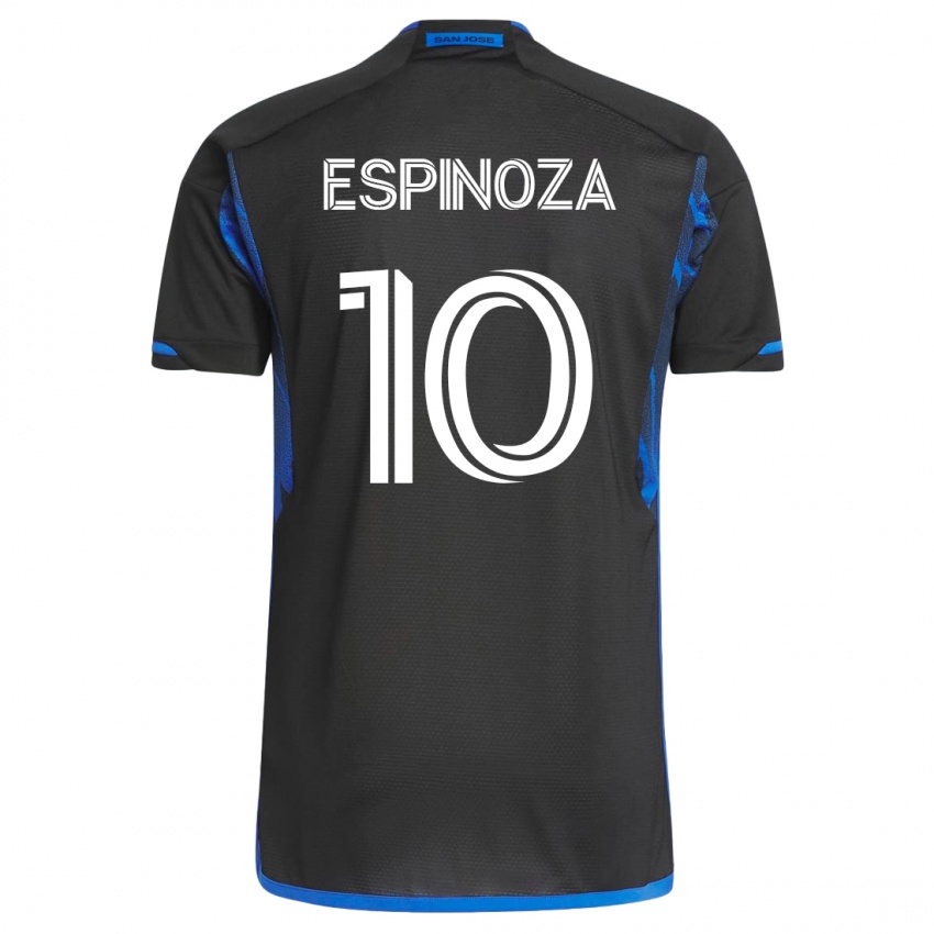 Criança Camisola Cristian Espinoza #10 Azul Preto Principal 2023/24 Camisa