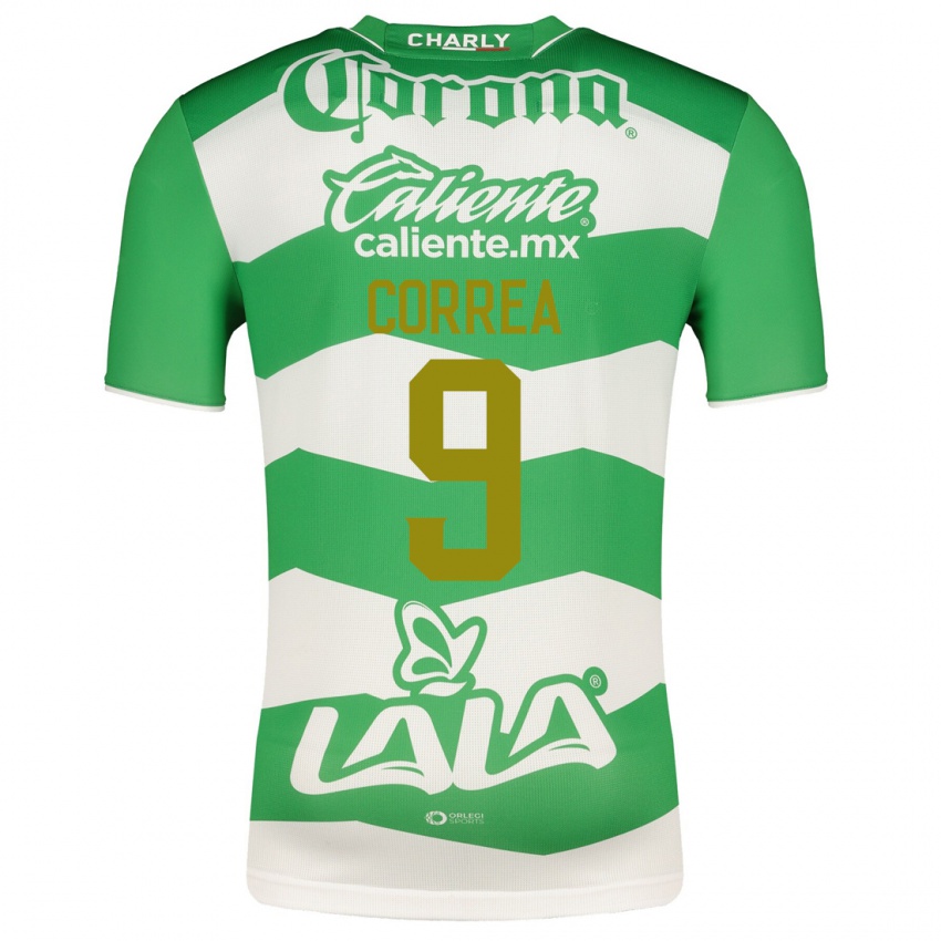 Criança Camisola Javier Correa #9 Verde Principal 2023/24 Camisa