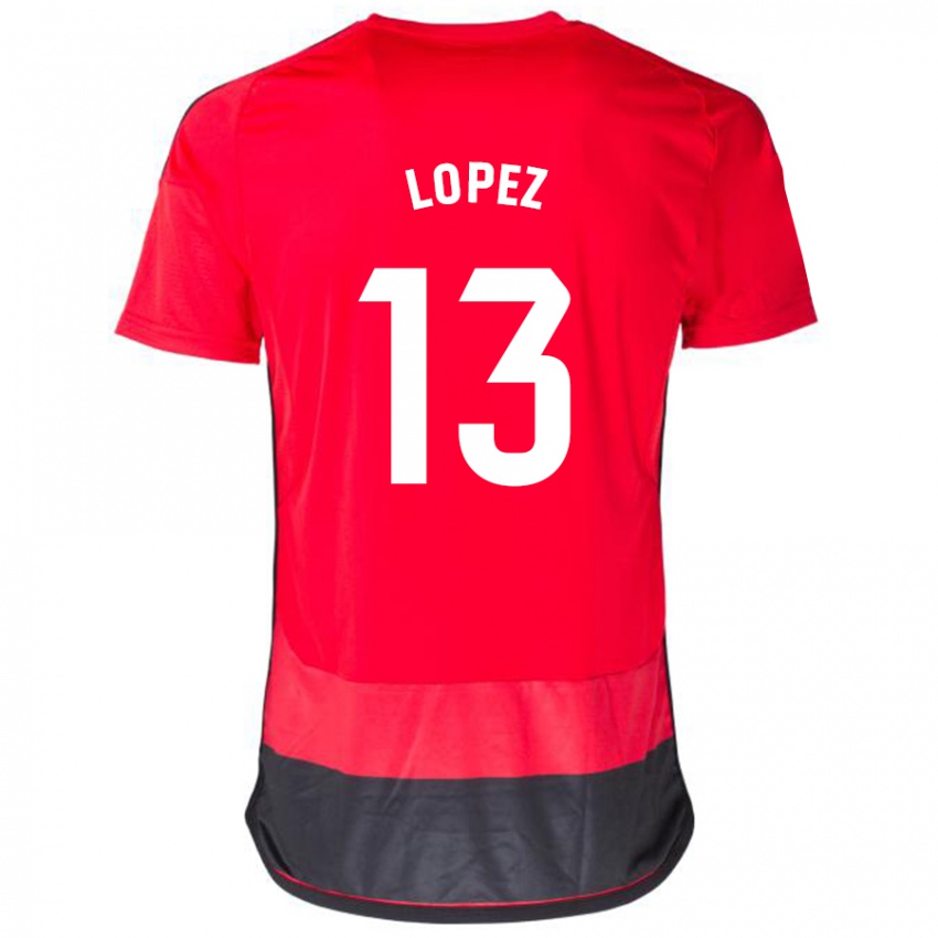 Criança Camisola Luis López #13 Vermelho Preto Principal 2023/24 Camisa