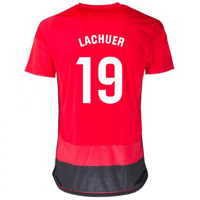 Criança Camisola Mathis Lachuer #19 Vermelho Preto Principal 2023/24 Camisa