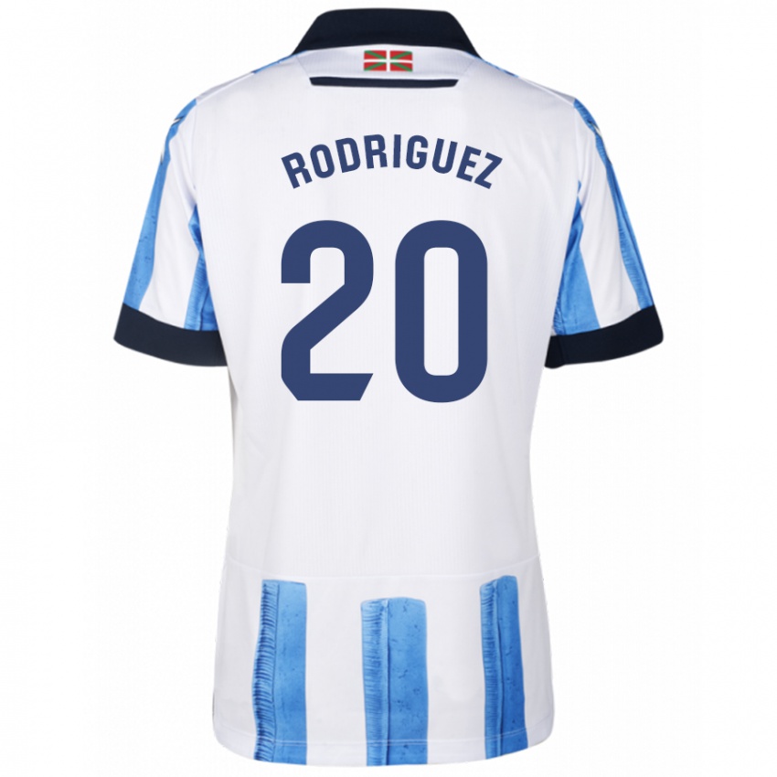 Criança Camisola Mikel Rodriguez #20 Branco Azulado Principal 2023/24 Camisa