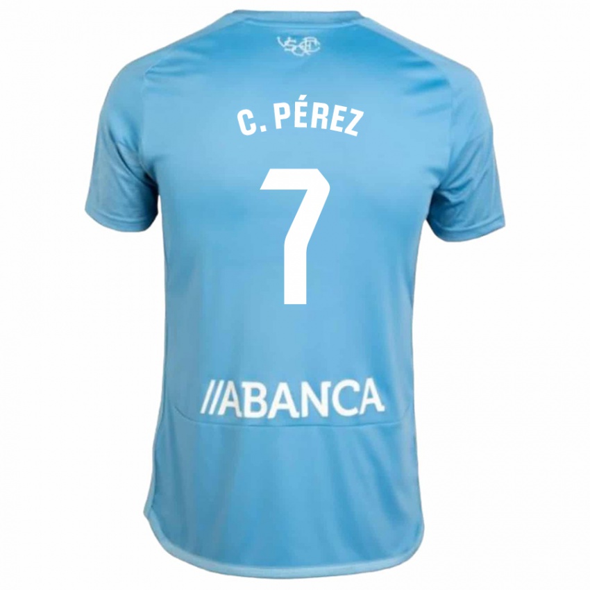 Criança Camisola Carles Perez #7 Azul Principal 2023/24 Camisa
