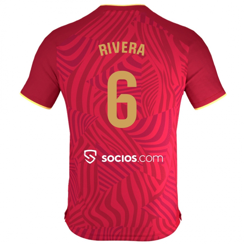Criança Camisola Pablo Rivera #6 Vermelho Alternativa 2023/24 Camisa