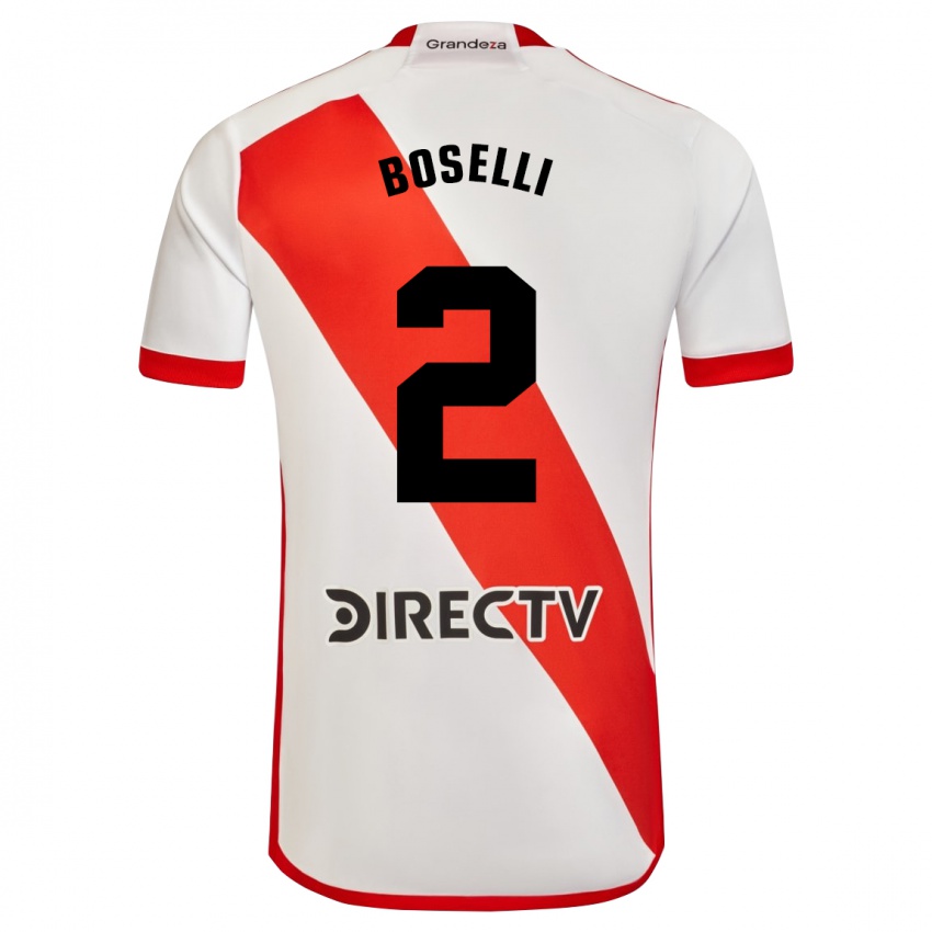 Homem Camisola Sebastián Boselli #2 Branco Vermelho Principal 2023/24 Camisa