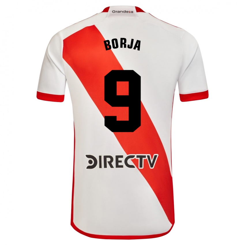 Homem Camisola Miguel Borja #9 Branco Vermelho Principal 2023/24 Camisa