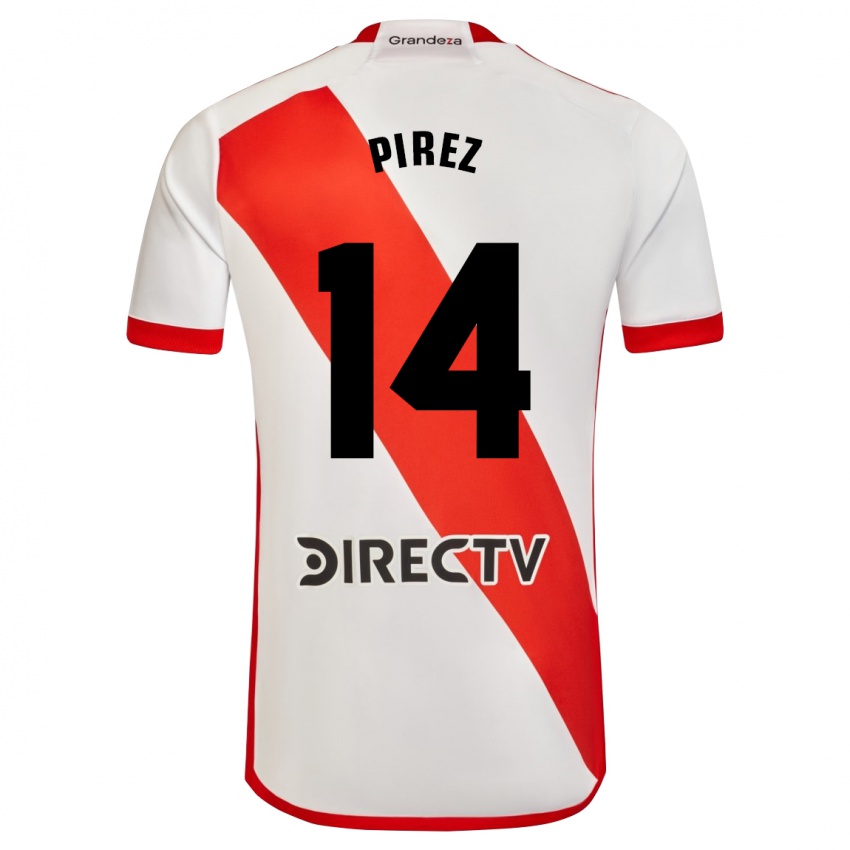Homem Camisola Leandro González Pírez #14 Branco Vermelho Principal 2023/24 Camisa
