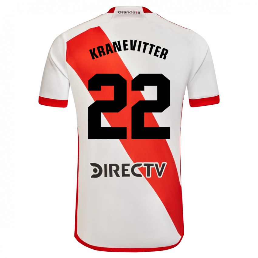 Homem Camisola Matias Kranevitter #22 Branco Vermelho Principal 2023/24 Camisa