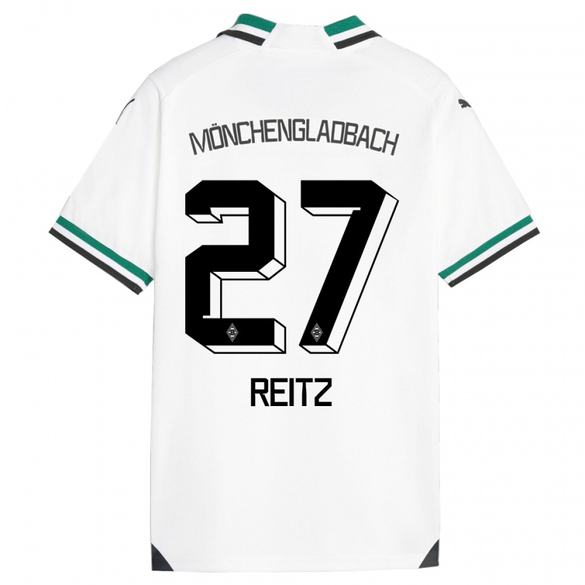 Homem Camisola Rocco Reitz #27 Branco Verde Principal 2023/24 Camisa