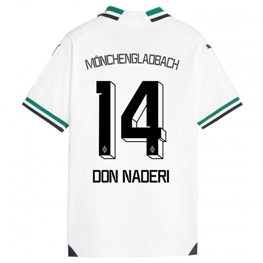 Homem Camisola Ryan Don Naderi #14 Branco Verde Principal 2023/24 Camisa