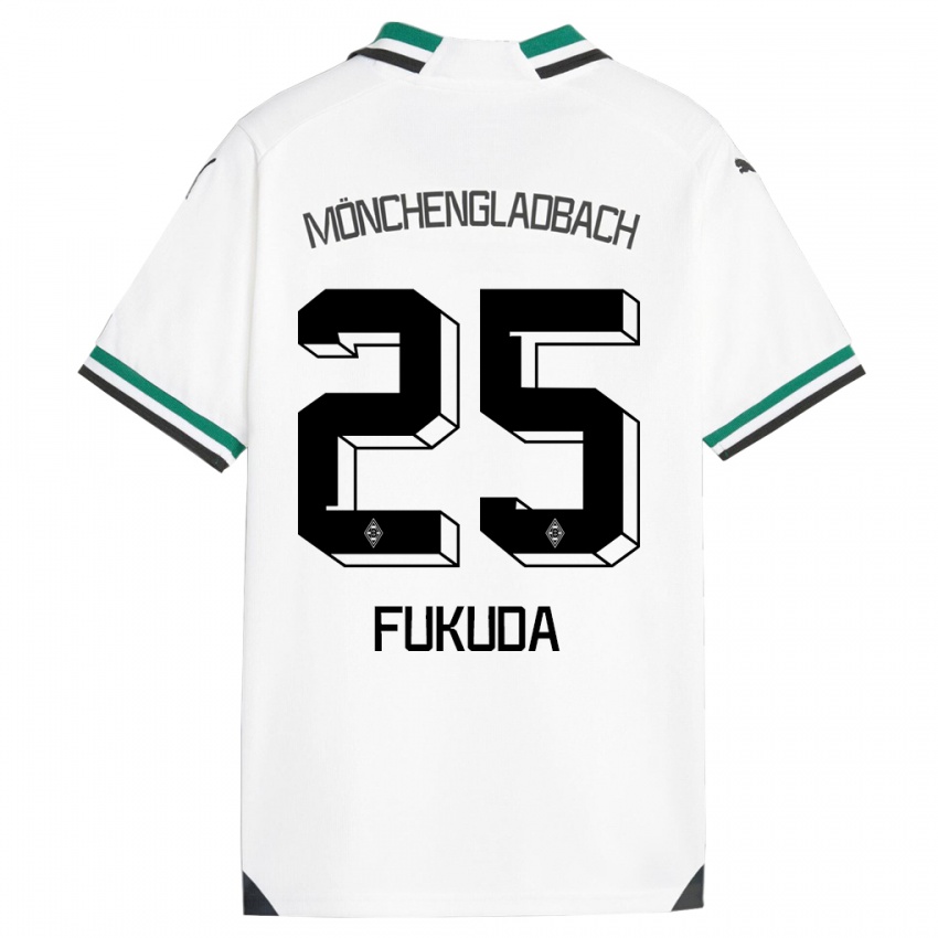 Homem Camisola Shio Fukuda #25 Branco Verde Principal 2023/24 Camisa