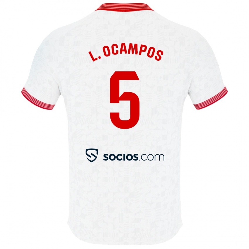 Homem Camisola Lucas Ocampos #5 Branco Principal 2023/24 Camisa