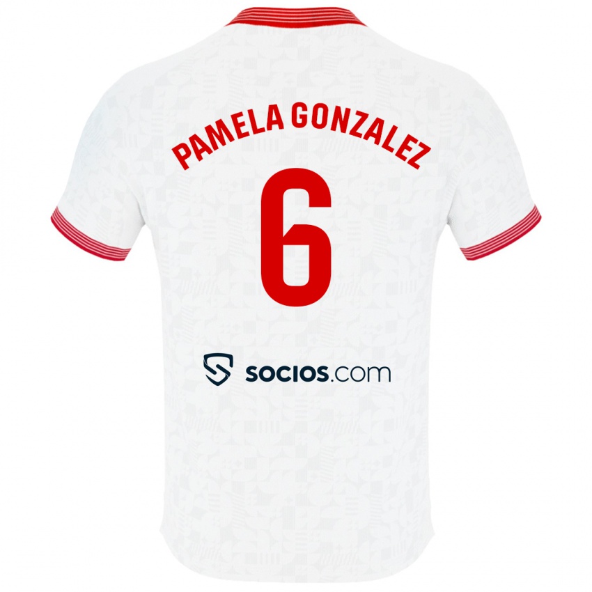 Homem Camisola Cinthia Pamela González Medina #6 Branco Principal 2023/24 Camisa