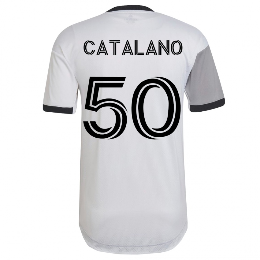 Homem Camisola Gianluca Catalano #50 Branco Alternativa 2023/24 Camisa