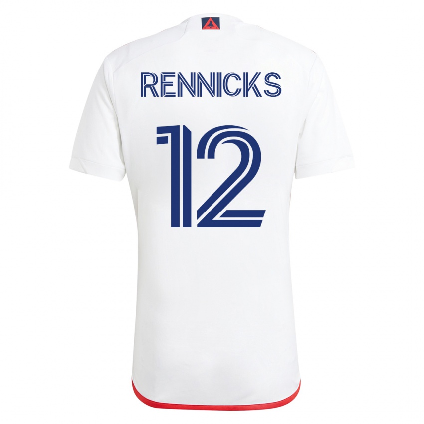Homem Camisola Justin Rennicks #12 Branco Vermelho Alternativa 2023/24 Camisa