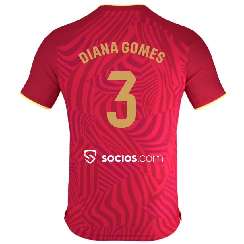 Homem Camisola Diana Catarina Ribeiro Gomes #3 Vermelho Alternativa 2023/24 Camisa