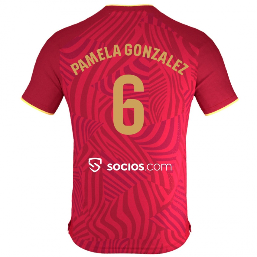Homem Camisola Cinthia Pamela González Medina #6 Vermelho Alternativa 2023/24 Camisa