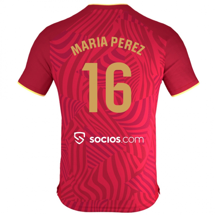 Homem Camisola María Pérez Rabaza #16 Vermelho Alternativa 2023/24 Camisa