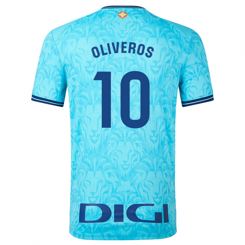 Homem Camisola Aimar Oliveros #10 Céu Azul Alternativa 2023/24 Camisa