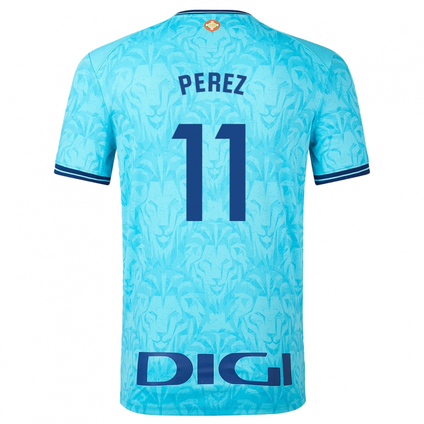 Homem Camisola Adrián Pérez #11 Céu Azul Alternativa 2023/24 Camisa