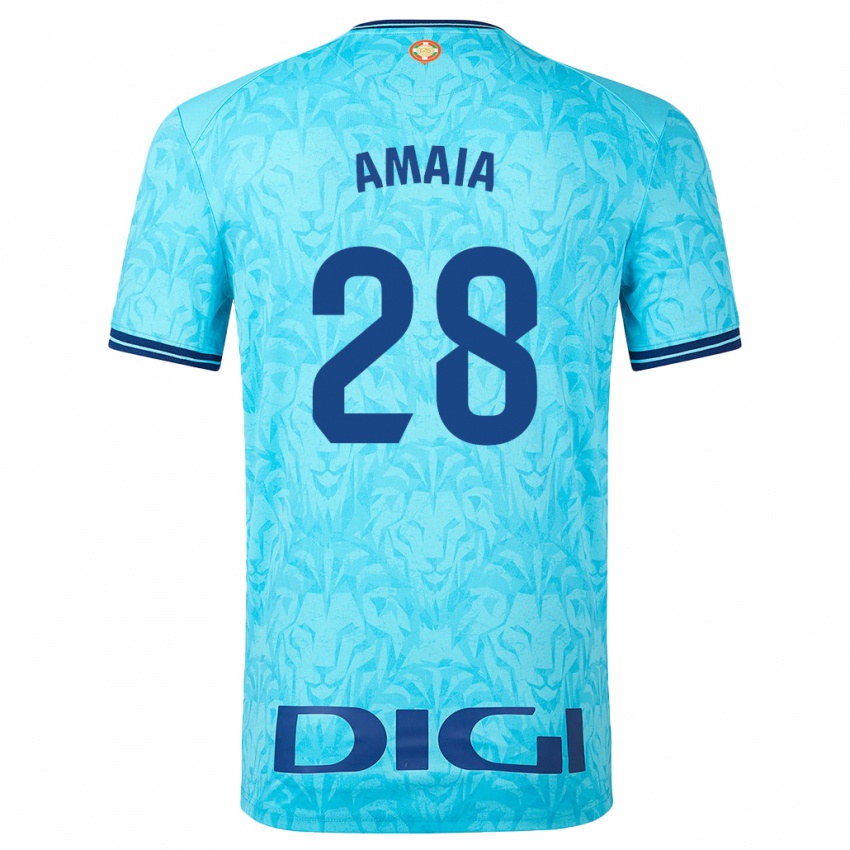 Homem Camisola Amaia Martinez De La Peña #28 Céu Azul Alternativa 2023/24 Camisa