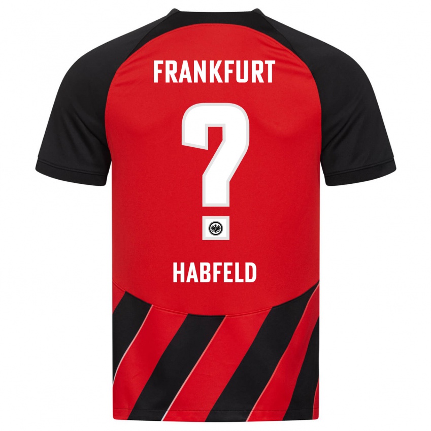 Mulher Camisola Josef Haßfeld #0 Vermelho Preto Principal 2023/24 Camisa